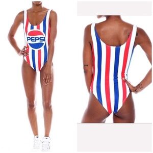 Pepsi | Stripe Red White & Blue One Piece Swimsuit